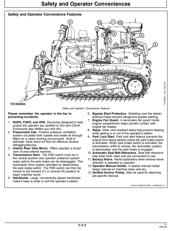 JOHN DEERE 1050 P CRAWLER DOZER OPERATOR MANUAL OMT466981X019