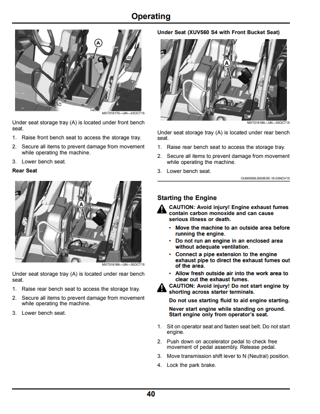 JOHN DEERE XUV560, XUV560 S4 GATOR™ UTILITY VEHICLE OPERATOR MANUAL OMM178604