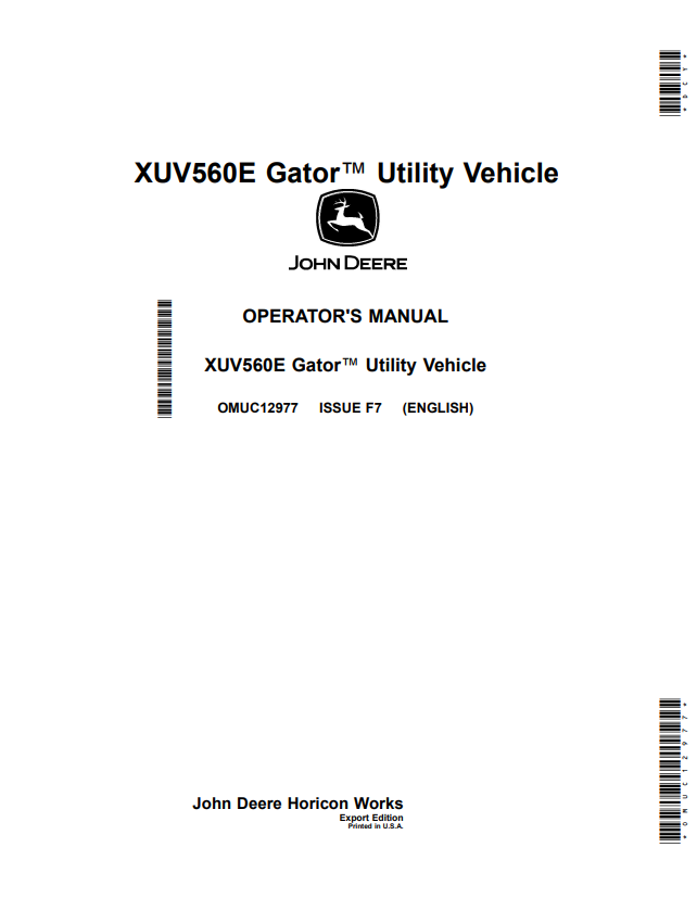 JOHN DEERE XUV560E GATOR™ UTILITY VEHICLE OPERATOR MANUAL OMUC12977