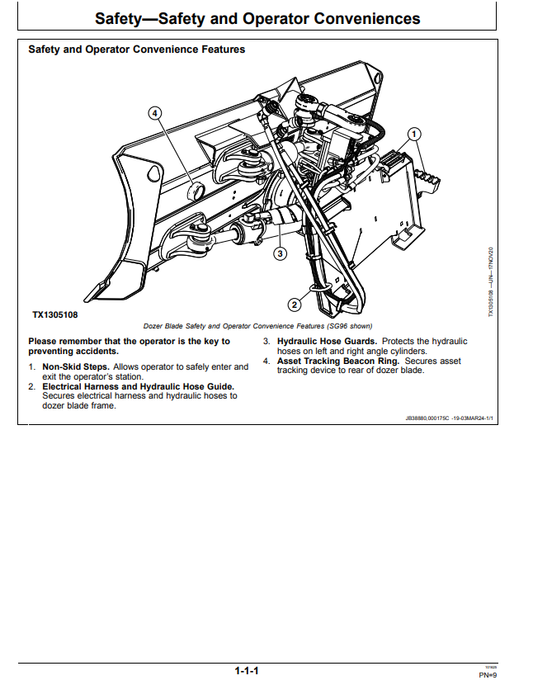 JOHN DEERE SG96 AND SG96A DOZER BLADE OPERATOR MANUAL OMT432261X019