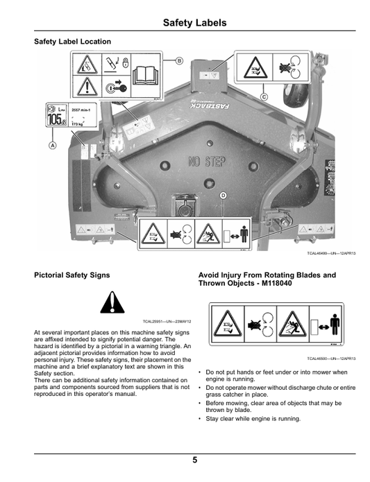 JOHN DEERE 60, 62, 72-INCH MOWER DECK FOR MID MOUNT MOWER OPERATOR MANUAL OMTCU28182