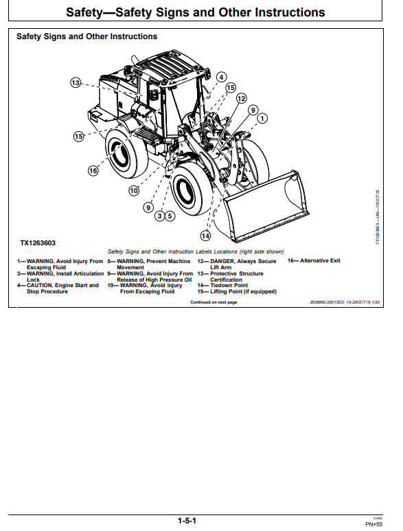 JOHN DEERE 524L 4WD LOADER OPERATOR MANUAL OMT406387X19