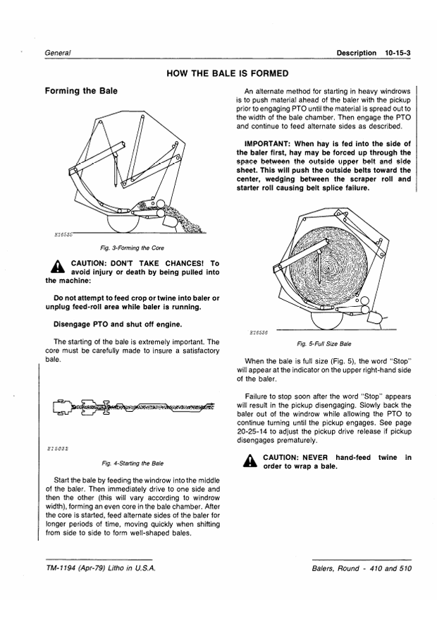 JOHN DEERE 410 AND 510 ROUND BALER TECHNICAL MANUAL TM1194