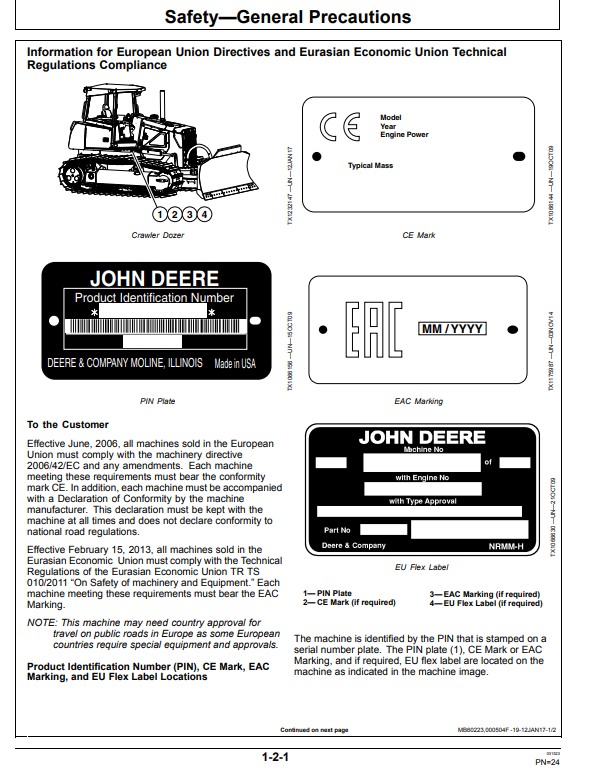 JOHN DEERE 750J CRAWLER DOZER OPERATOR MANUAL OMT227146