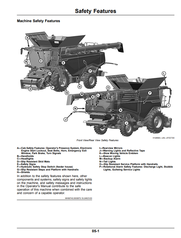 JOHN DEERE X9 1000 AND X9 1100 COMBINE OPERATOR MANUAL OMDXE11330