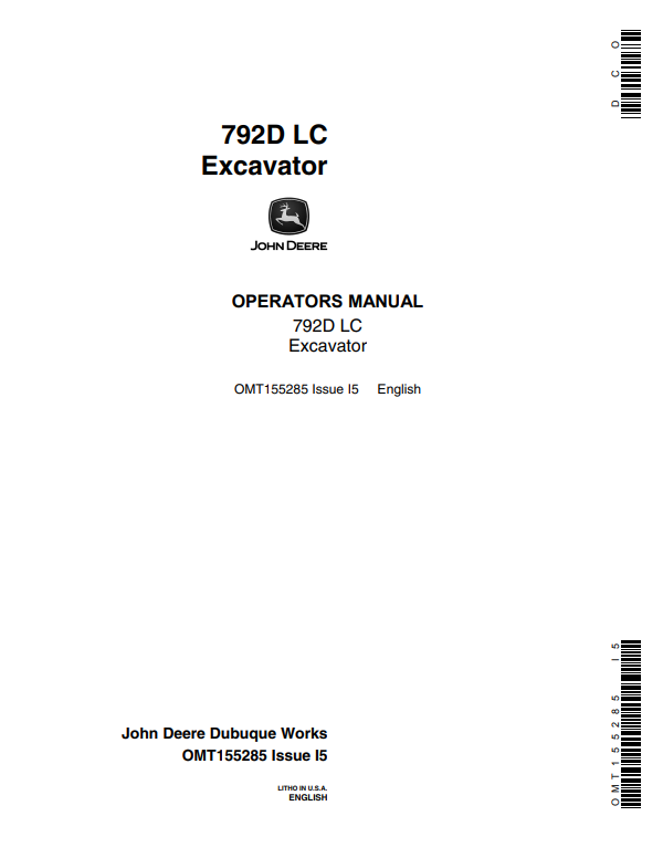 JOHN DEERE 792D LC EXCAVATOR OPERATOR MANUAL OMT155285