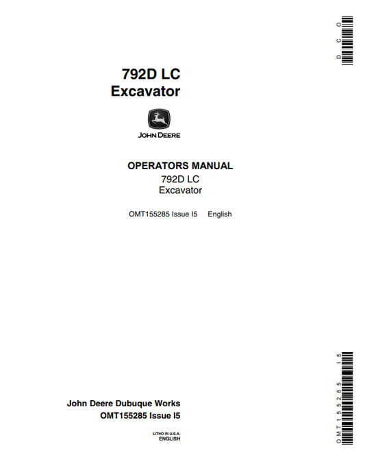 JOHN DEERE 792D LC EXCAVATOR OPERATOR MANUAL OMT155285