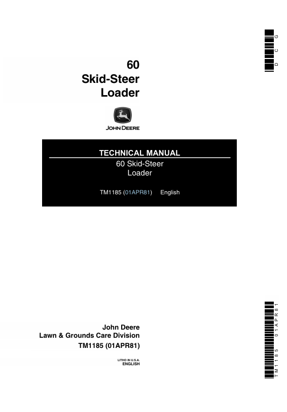 JOHN DEERE 60 SKID STEER LOADER TECHNICAL MANUAL TM1185