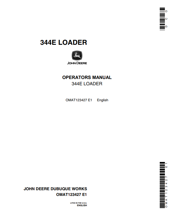 JOHN DEERE 344E LOADER OPERATOR MANUAL OMAT123427