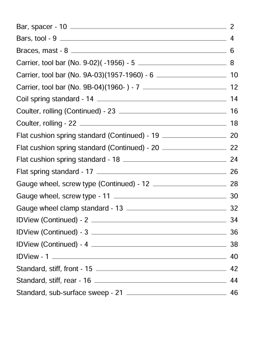 JOHN DEERE 400, 400A AND 400B SERIES INTEGRAL TOOL BAR PARTS CATALOGUE MANUAL PC493