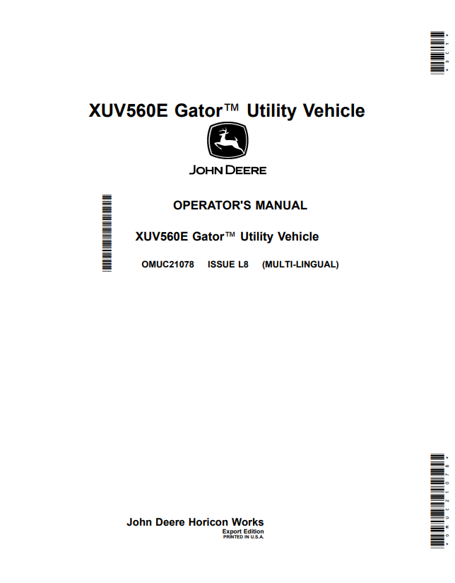 JOHN DEERE XUV560E GATOR™ UTILITY VEHICLE OPERATOR MANUAL OMUC21078