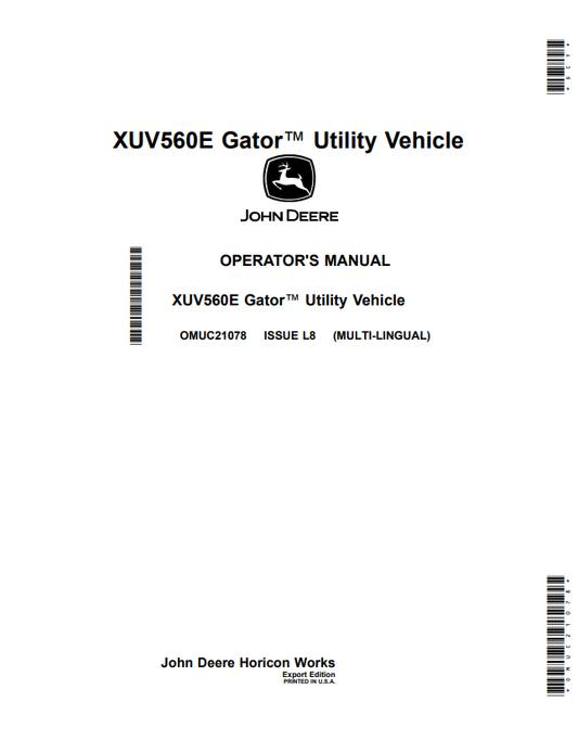 JOHN DEERE XUV560E GATOR™ UTILITY VEHICLE OPERATOR MANUAL OMUC21078
