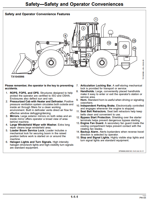 JOHN DEERE 724K 4WD LOADER OPERATOR MANUAL OMT231733