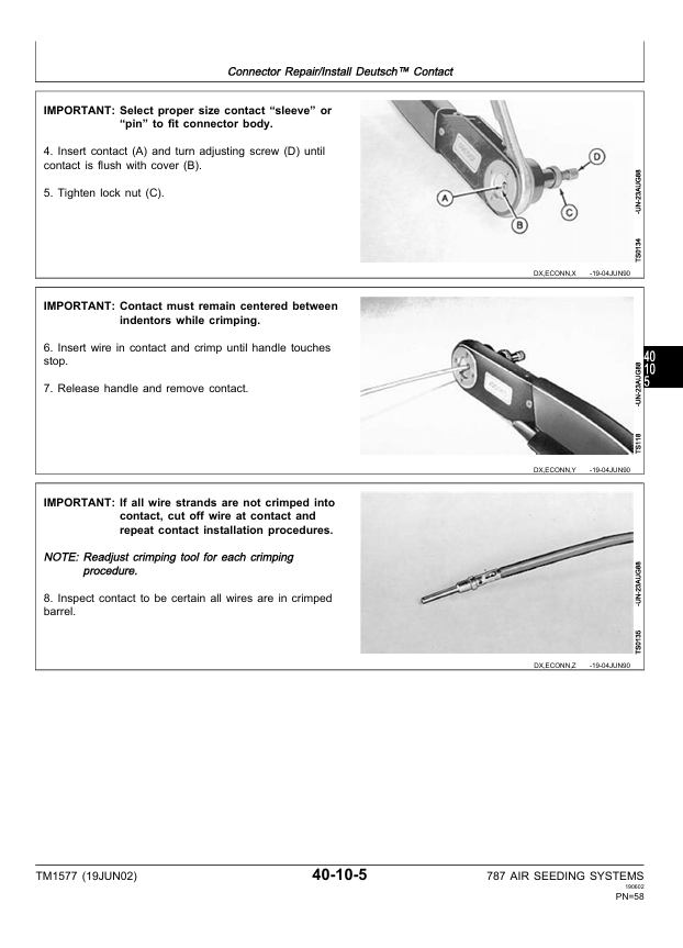 JOHN DEERE 787 AIR SEEDING SYSTEM TECHNICAL MANUAL TM1577
