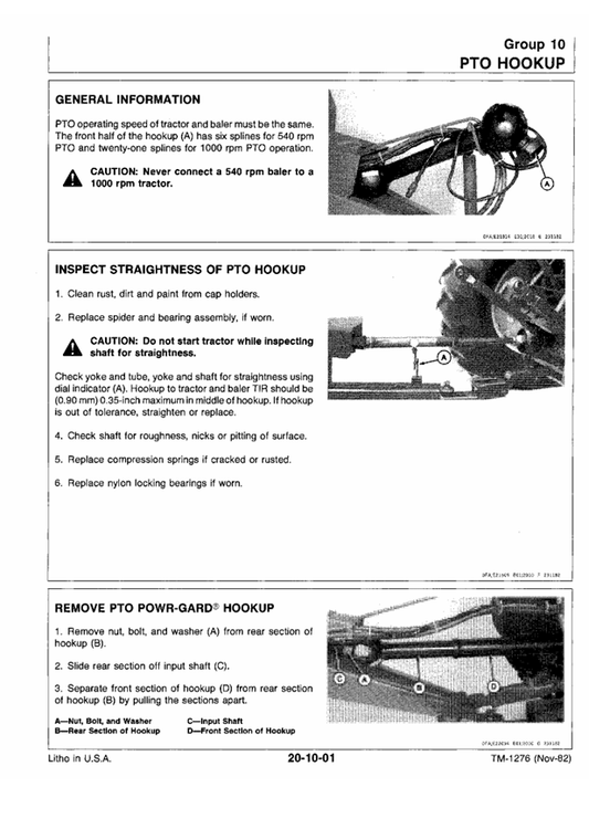 JOHN DEERE 430 AND 530 ROUND BALER TECHNICAL MANUAL TM1276