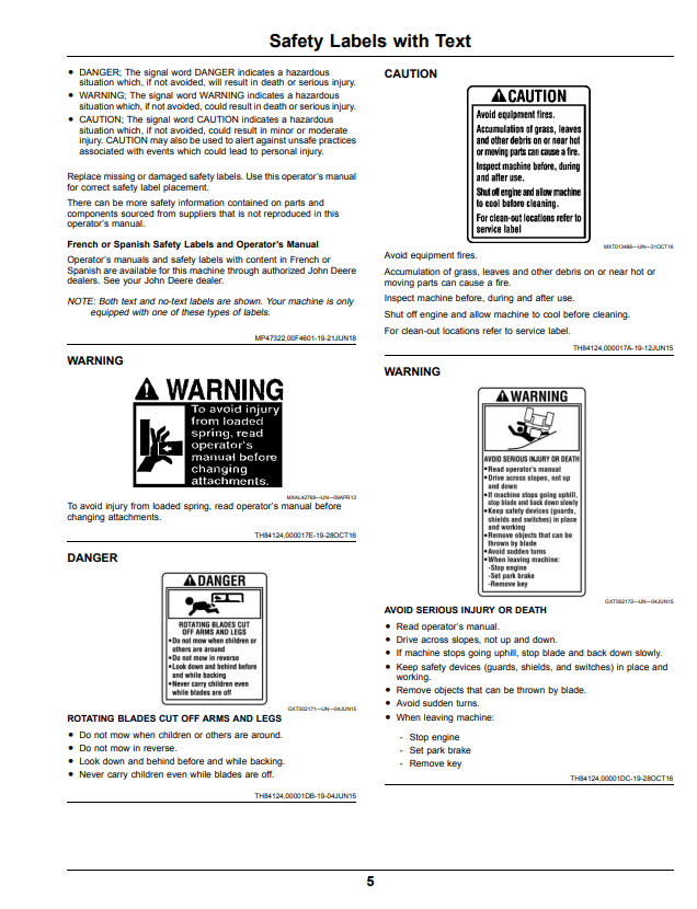 JOHN DEERE Z525E, Z535M, Z535R, Z540M AND Z540R Z500 SERIES ZTRAK™ OPERATOR MANUAL OMUC18701