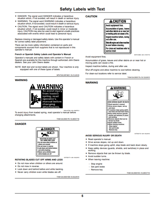JOHN DEERE Z525E, Z535M, Z535R, Z540M AND Z540R Z500 SERIES ZTRAK™ OPERATOR MANUAL OMUC18701
