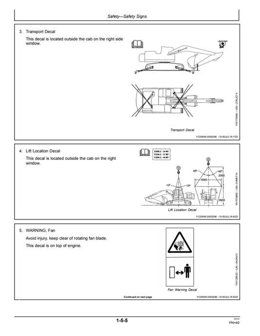 JOHN DEERE E330LC, E360, AND E360LC EXCAVATOR OPERATOR MANUAL OMT347511X19