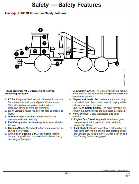 JOHN DEERE 1010B FORWARDER OPERATOR MANUAL OMF062545