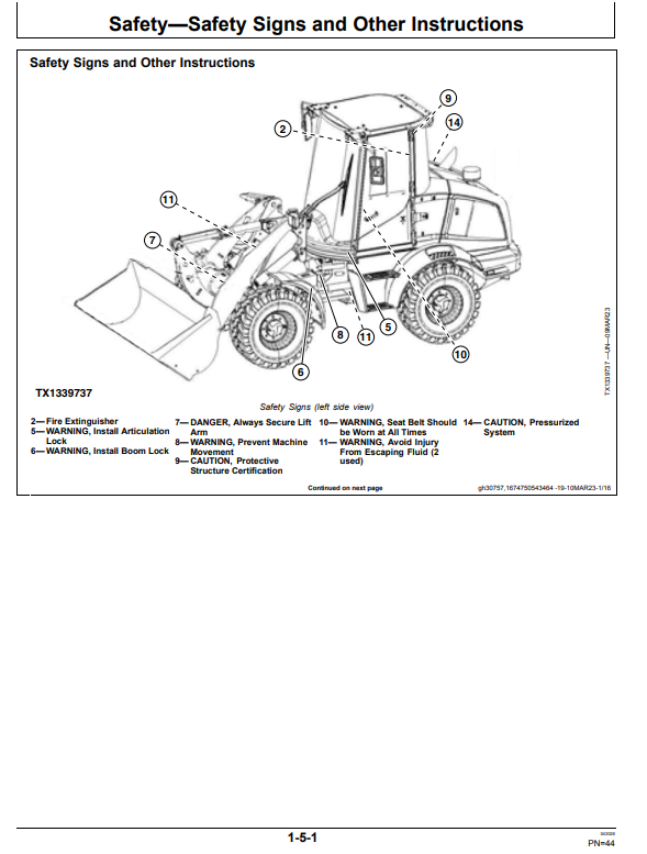 JOHN DEERE 244 P AND 324 P 4WD LOADER OPERATOR MANUAL OMT487736X019