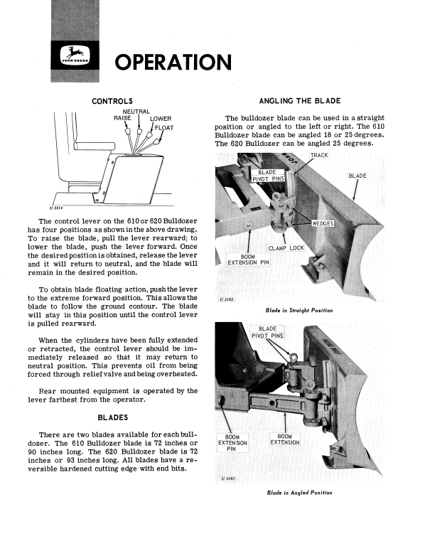 JOHN DEERE 610 AND 620 BULLDOZER OPERATOR MANUAL OMU15831