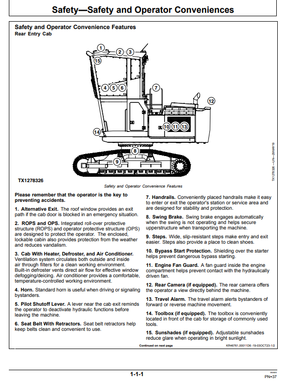 JOHN DEERE 2654G AND 2654GLC FORESTRY EXCAVATOR OPERATOR MANUAL OMT388071X19