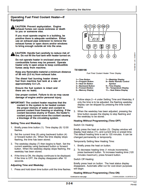 JOHN DEERE E330LC, E360, AND E360LC EXCAVATOR OPERATOR MANUAL OMT347511X19