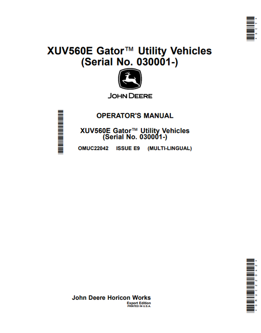 JOHN DEERE XUV560E GATOR™ UTILITY VEHICLES OPERATOR MANUAL OMUC22042