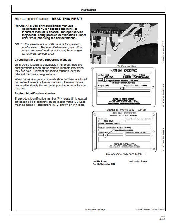 JOHN DEERE WL56 LOADER OPERATOR MANUAL OMT314168
