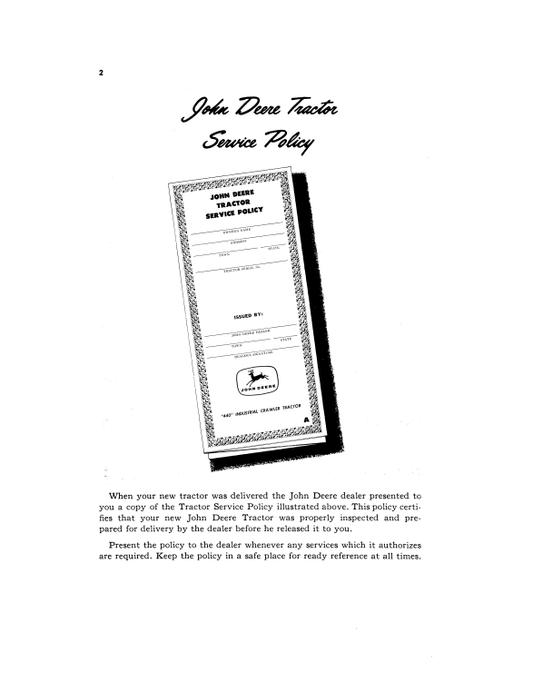 JOHN DEERE 440 INDUSTRIAL CRAWLER TRACTOR OPERATOR MANUAL OMT54859