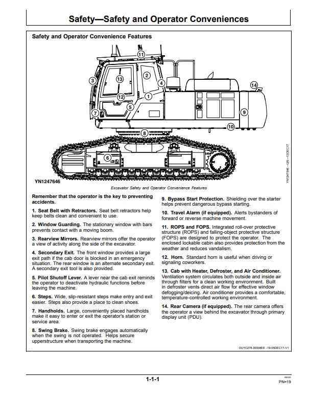 JOHN DEERE E400LC EXCAVATOR OPERATOR MANUAL OMT381652X19
