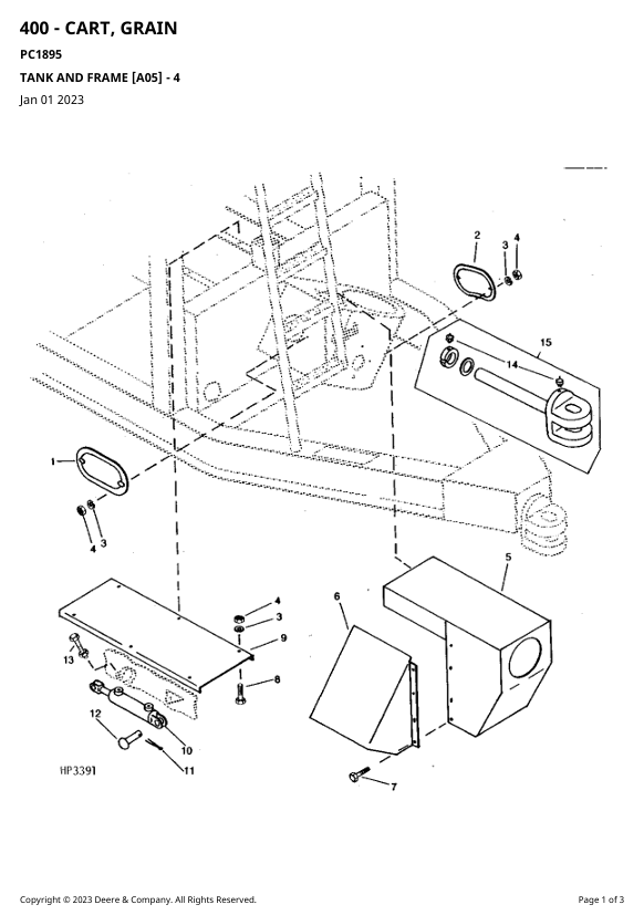 JOHN DEERE 400 GRAIN CART PARTS CATALOGUE MANUAL PC1895