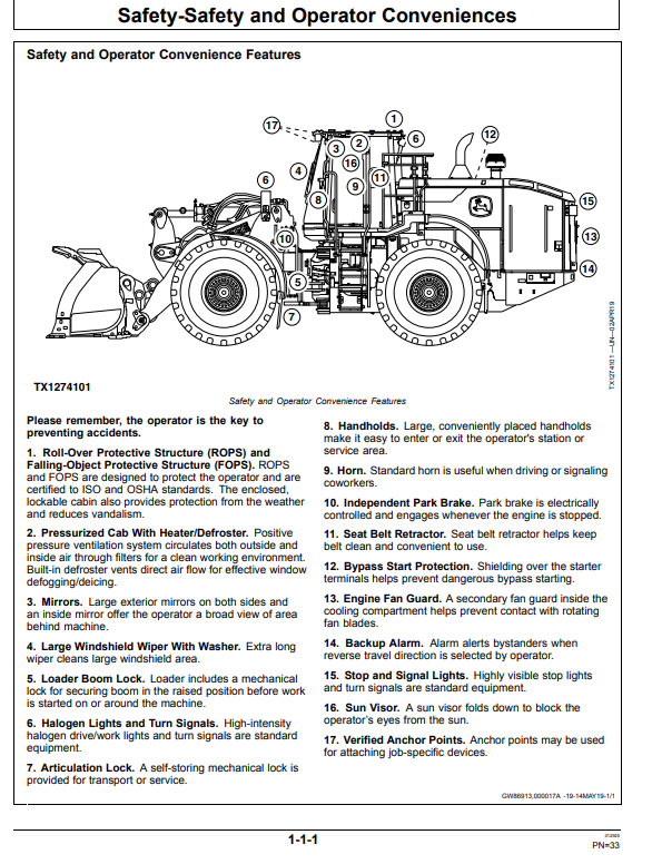 JOHN DEERE 824L 4WD LOADER OPERATOR MANUAL OMT426198X19