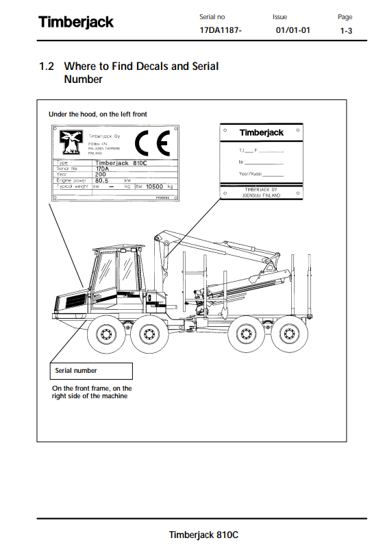 JOHN DEERE 810C FORWARDER OPERATOR MANUAL F061510