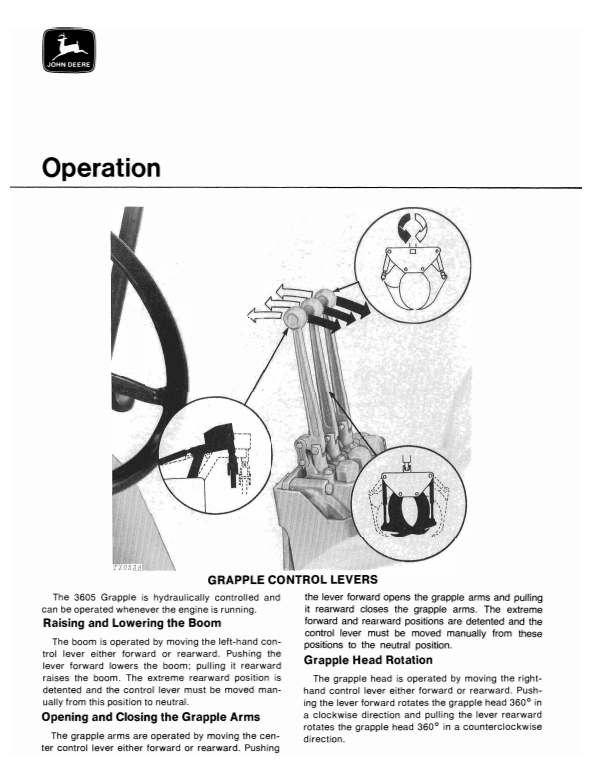 JOHN DEERE 3605 GRAPPLE OPERATOR MANUAL OMT44791