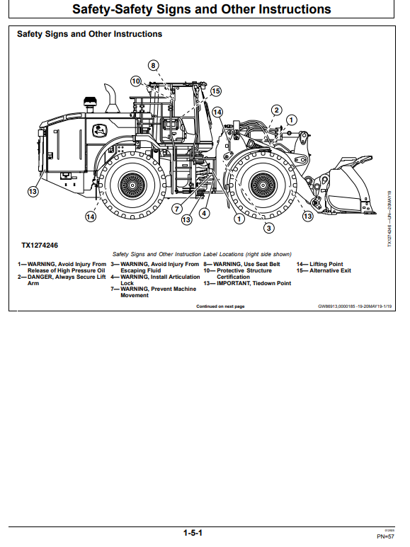 JOHN DEERE 824L 4WD LOADER OPERATOR MANUAL OMT426198X19