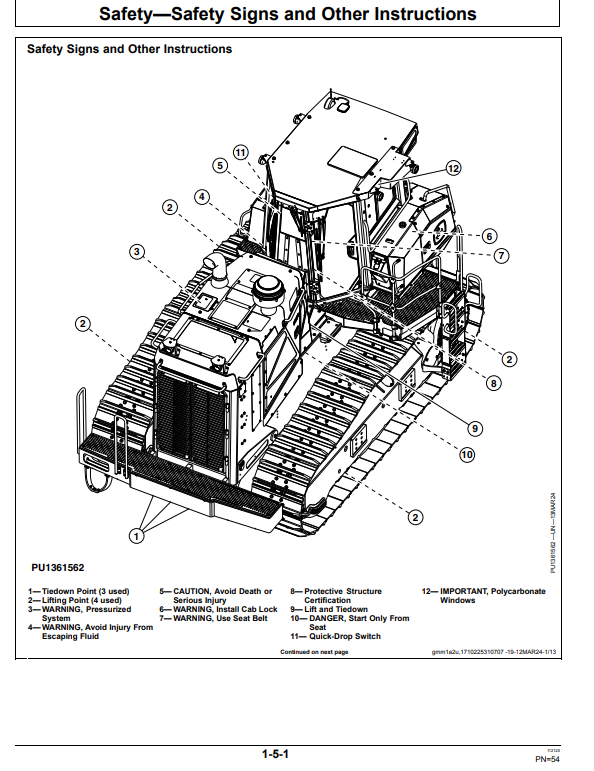 JOHN DEERE 1050K PL CRAWLER DOZER PIPELAYER READY OPERATOR MANUAL OMT506974X019