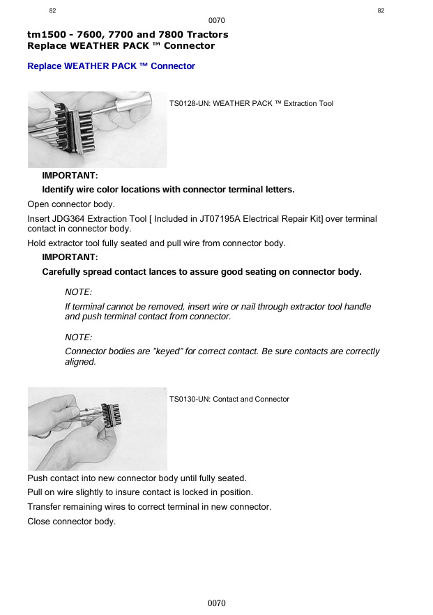 JOHN DEERE 7600, 7700 AND 7800 TRACTOR REPAIR MANUAL TM1500