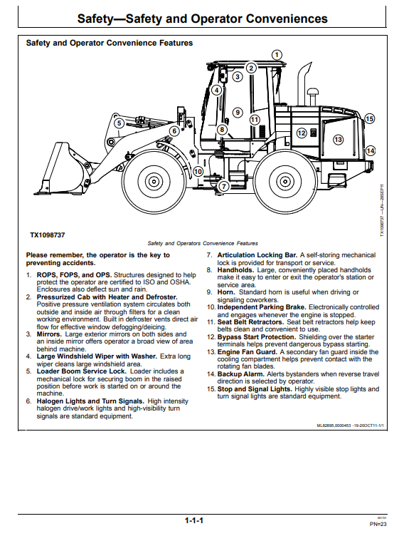 JOHN DEERE 444K LOADER OPERATOR MANUAL OMT227993