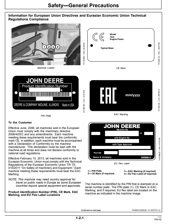 JOHN DEERE 310SL BACKHOE LOADER OPERATOR MANUAL OMT357554X19