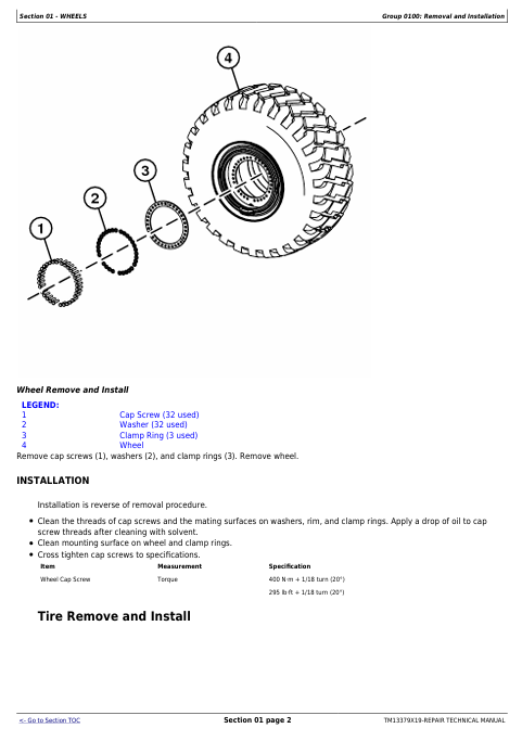 JOHN DEERE 370E, 410E, 460E ARTICULATED DUMP TRUCK REPAIR TECHNICAL MANUAL TM13379X19