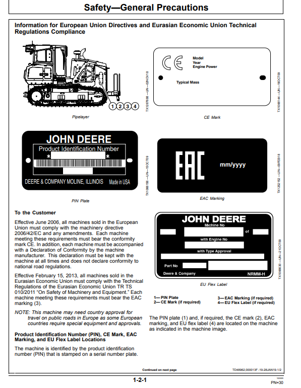 JOHN DEERE 850L CRAWLER DOZER PIPELAYER READY OPERATOR MANUAL OMT415020X19