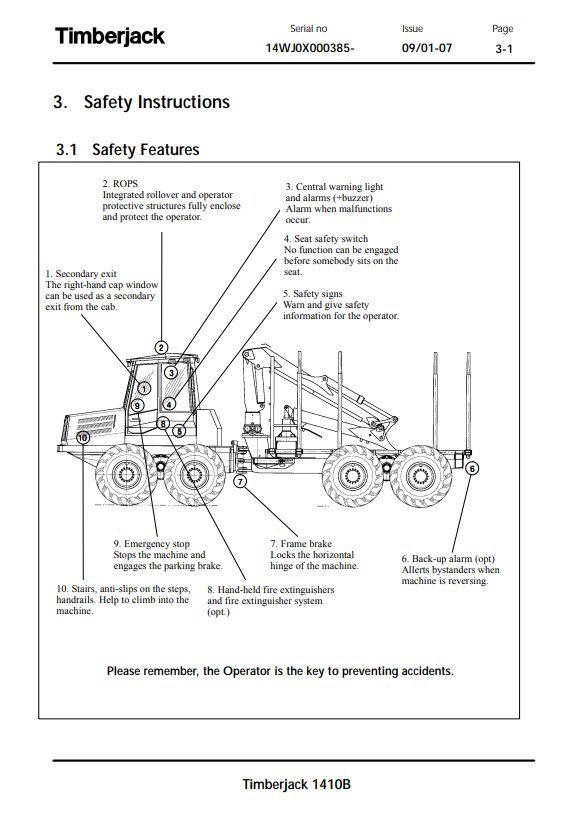 JOHN DEERE 1410B FORWARDER OPERATOR MANUAL F062562