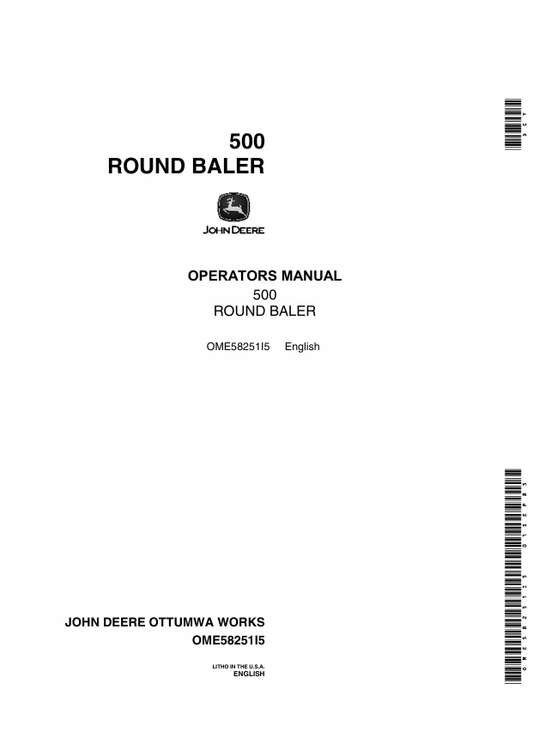 JOHN DEERE 500 ROUND BALER OPERATOR MANUAL OME5825115