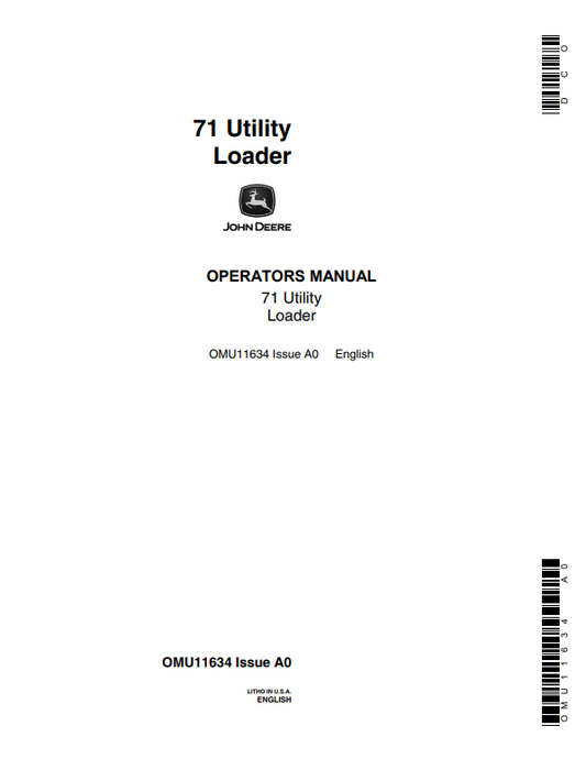 JOHN DEERE 71 UTILITY LOADER OPERATOR MANUAL OMU11634