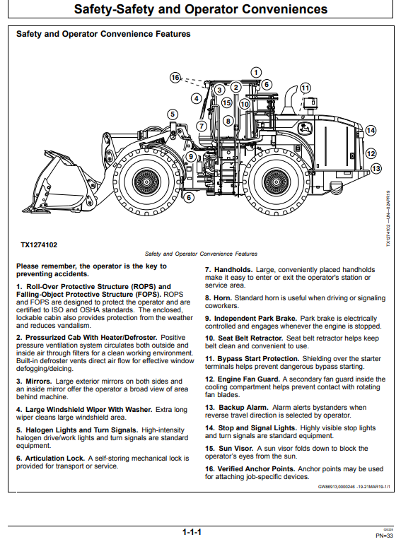 JOHN DEERE 844 P-TIER, GEN-A 4WD LOADER OPERATOR MANUAL OMT473606X019