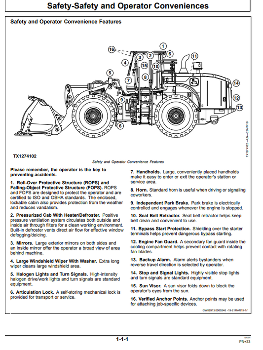 JOHN DEERE 844 P-TIER, GEN-A 4WD LOADER OPERATOR MANUAL OMT473606X019