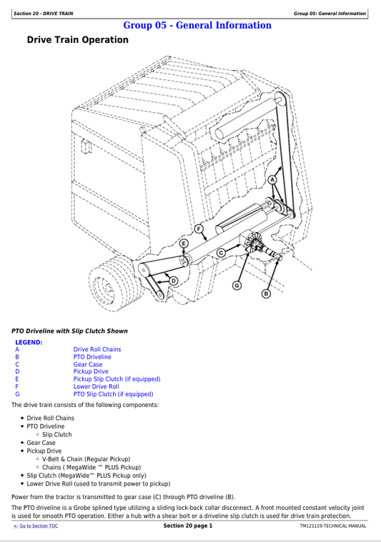 JOHN DEERE ROUND BALERS 459, 459 SILAGE, 559, 559 SILAGE TECHNICAL MANUAL TM121119