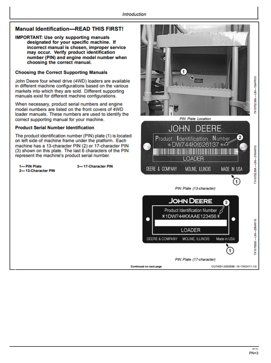 JOHN DEERE 744K 4WD LOADER OPERATOR MANUAL OMT228001