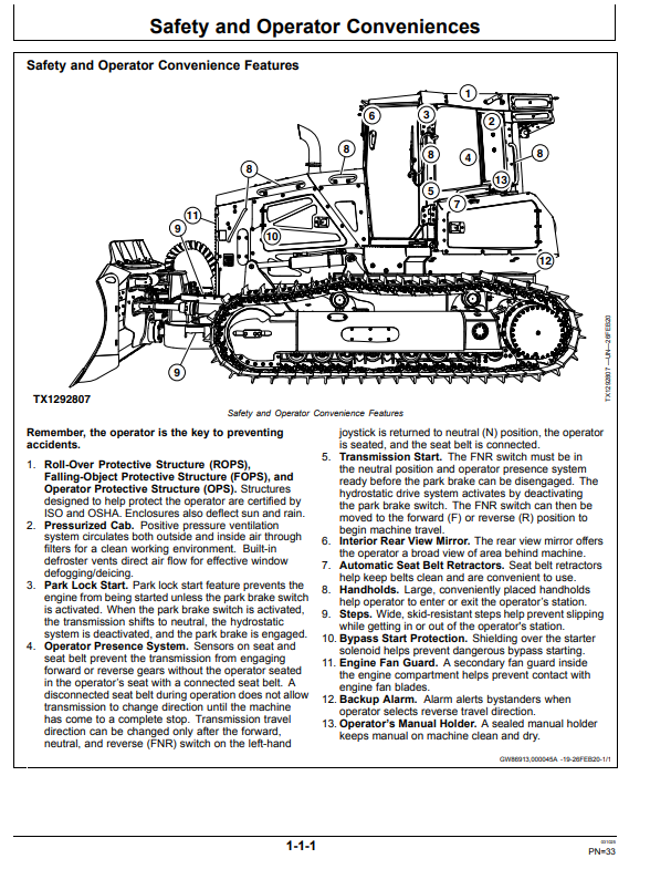 JOHN DEERE 750L CRAWLER DOZER OPERATOR MANUAL OMT409551X19